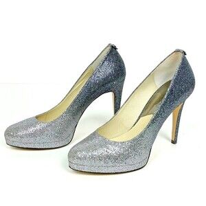 MICHAEL KORS Georgia Ombre Silver Gray Glitter High Heels Pumps Women's Size 7.5